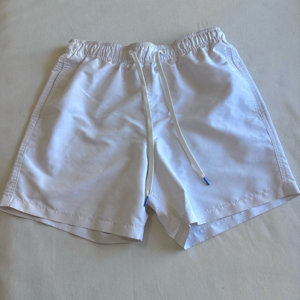 Calvin Klein Men’s Swim Trunks, Size Small, White with Rainbow tag on back